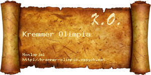 Kremmer Olimpia névjegykártya